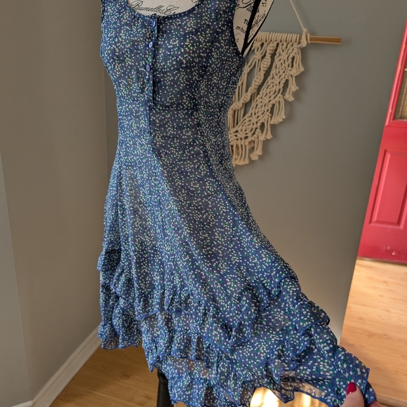 Papillon Blanc Blue Floral Mini Dress - Picture 4 of 7